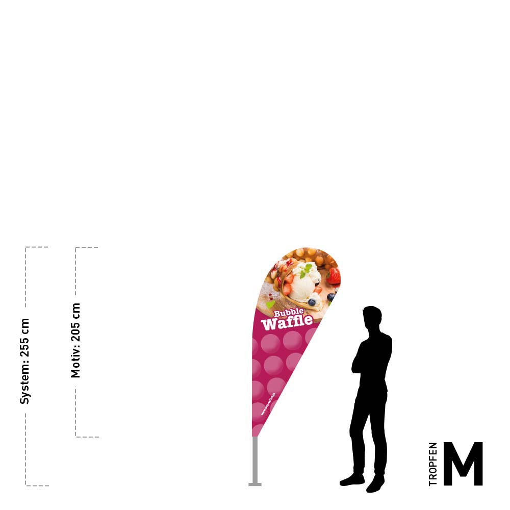 Beachflag "Bubble Waffel" 95 x 205 cm Tropfenform, doppellagig