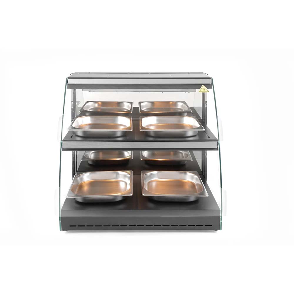 Warmhaltevitrine mit Quarzheizung und zwei Etagen